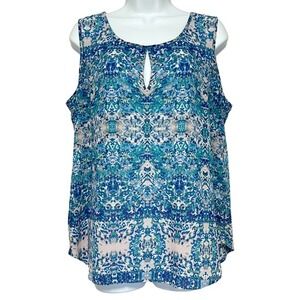 Rose &‎ Olive Sleeveless Top Womens XL Blue Light Layering Blouse Boho Chic